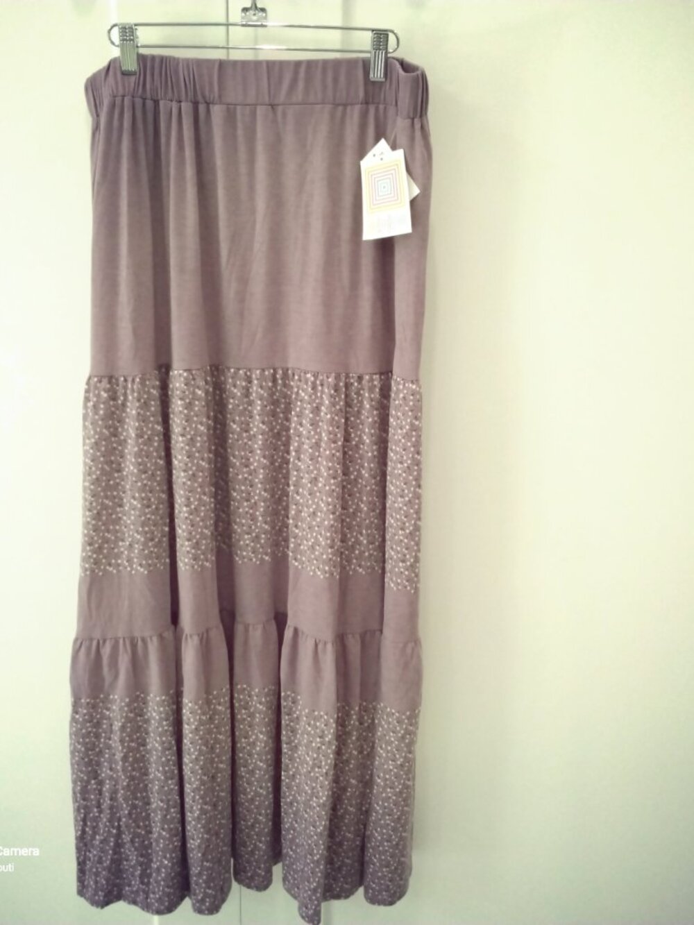 LuLaRoe Purple & White Floral Boho Tiered Gypsey Stretch Waist Maxi Skirt NWT XL